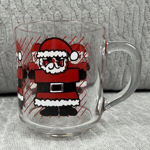 Vintage Luminarc Clear Glass Santa Claus Christmas Mug Holiday Coffee